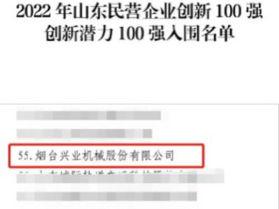 大奖国际18dj18机械入选“山东民营企业创新潜力100强”榜单